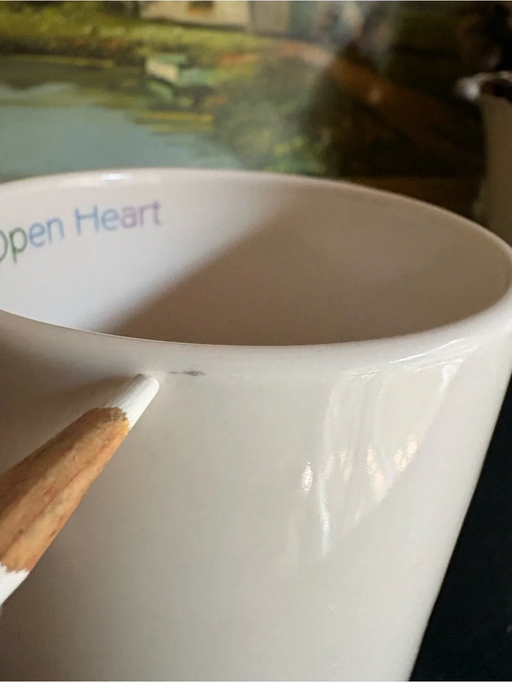 2 Tall Rainbow Heart Mugs “Open Mind, Open Heart” Williams Sonoma Trevor Project